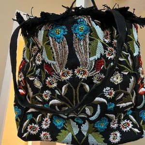 Sam Edelman fabric multi colored embroidered tote bag.